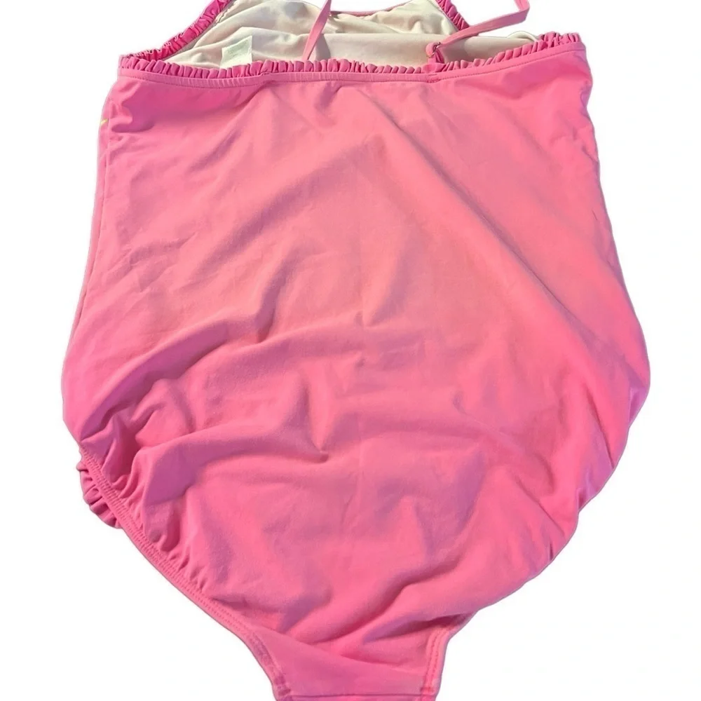 LILLY PULITZER GIRLS PINK FLORAL ONE PIECE SWIMSUIT SIZE 14